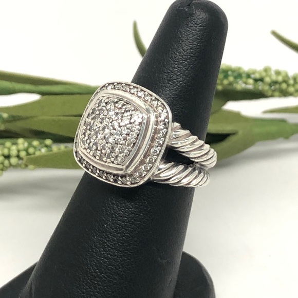 David Yurman Style Pave Diamond Albion Cable Ring - Picture 2 of 8